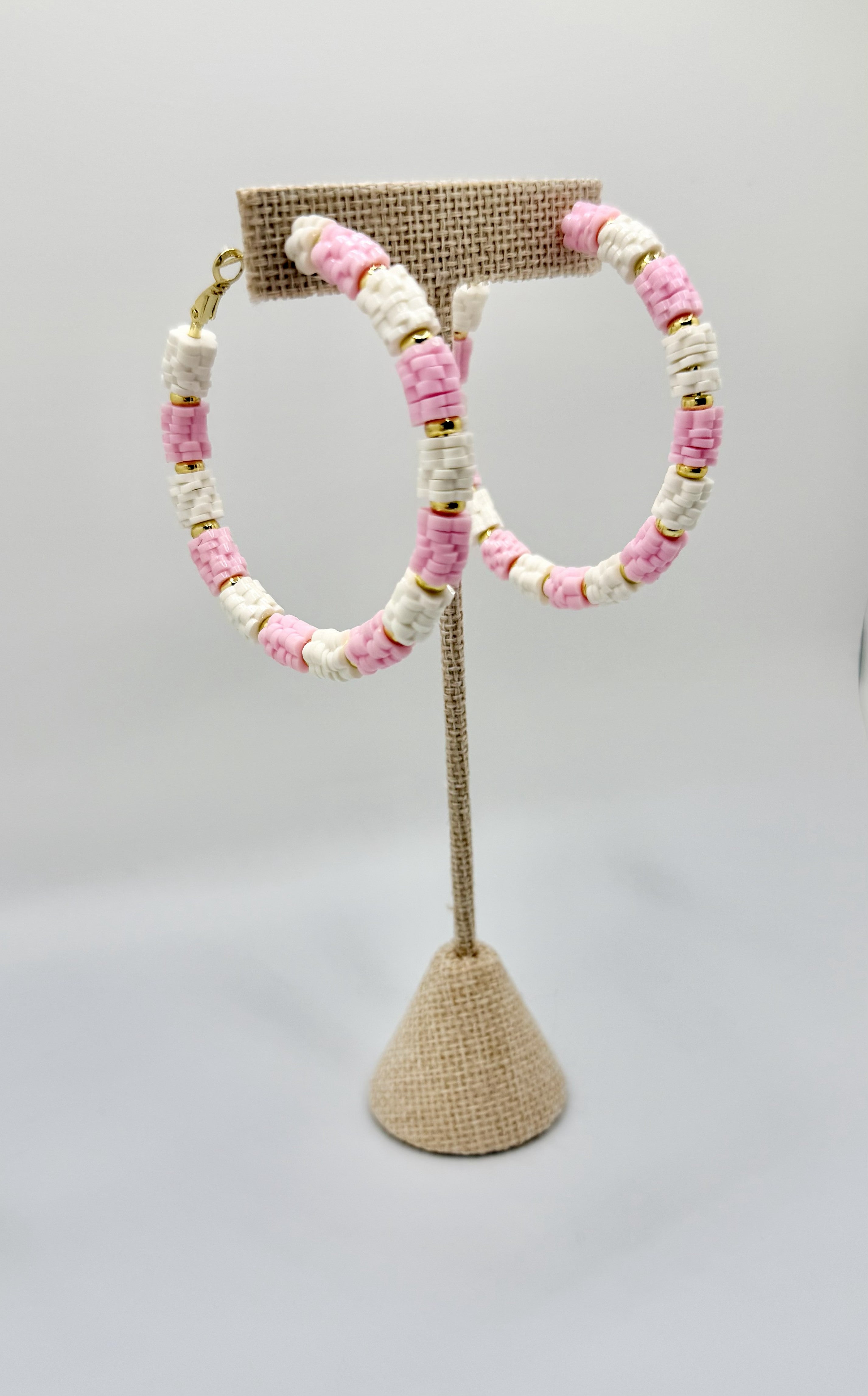 Pink Sands Beaded Hoops