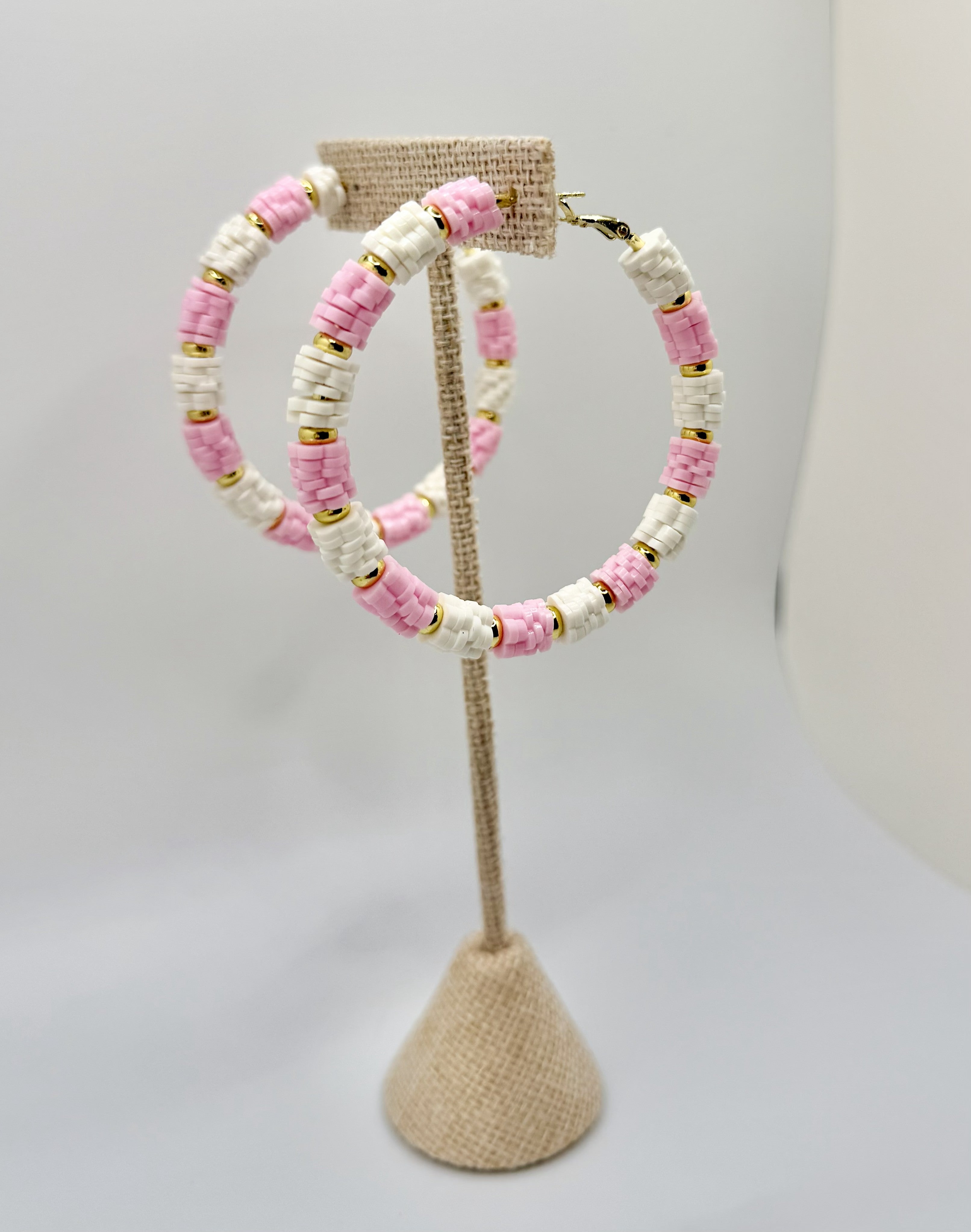 Pink Sands Beaded Hoops