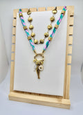 Colorful Rope Necklace with Gold Charms | Coastal Layered Statement Necklace
