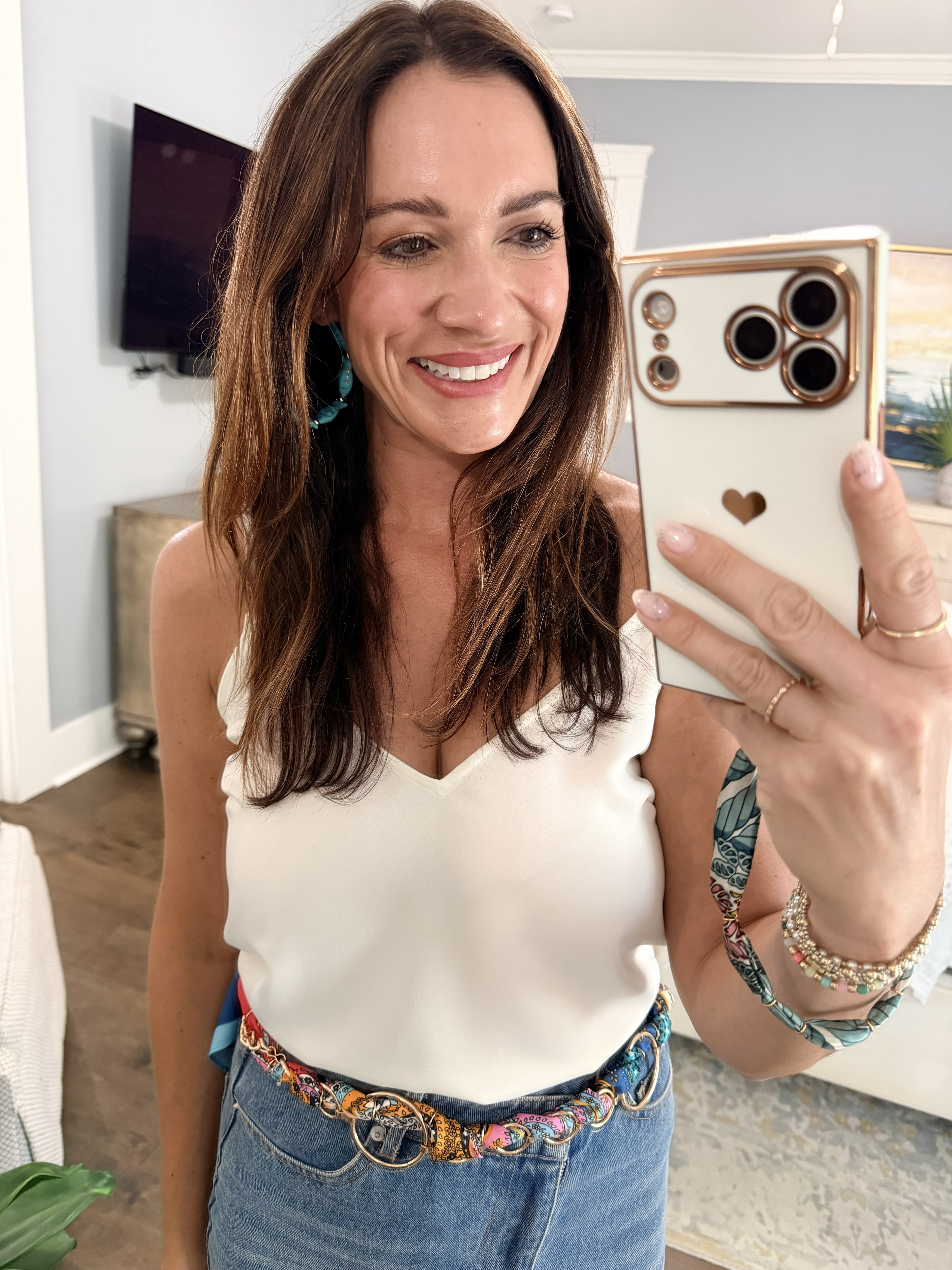 Blue Fish Beaded Hoop Earrings | Coastal Statement Gold Accent Hoops