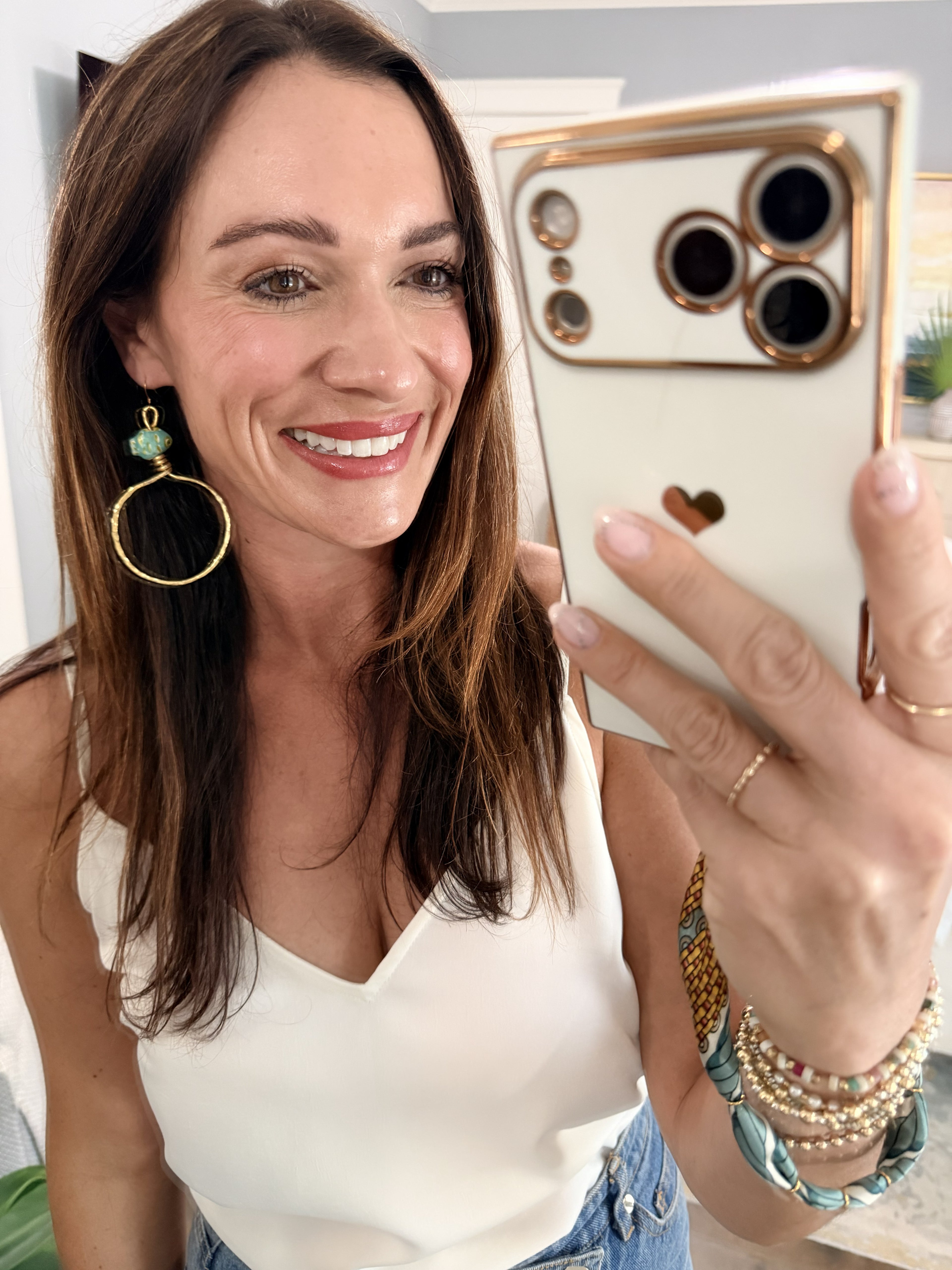 Turquoise Hoop Earrings | Lightweight Gold Wire Statement Hoops