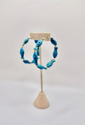 Blue Fish Beaded Hoop Earrings | Coastal Statement Gold Accent Hoops