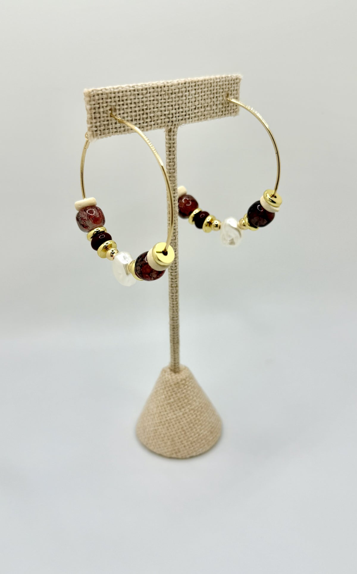 Bordeaux Pearl Hoop Earrings | A. Halliday & Co.