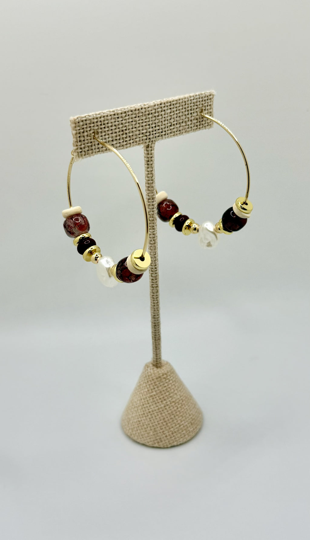 Bordeaux Pearl Hoop Earrings | A. Halliday & Co.