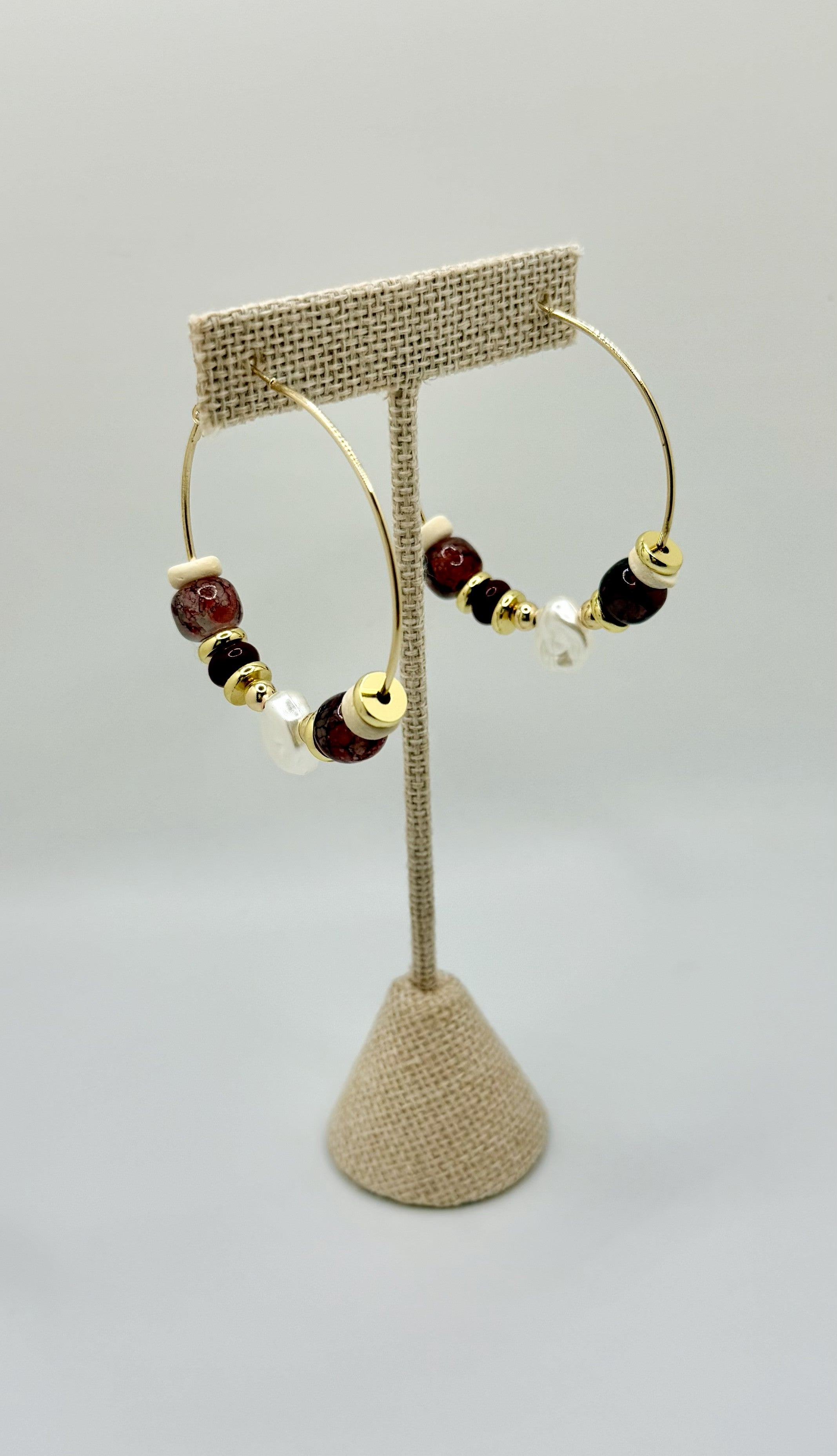 Bordeaux Pearl Hoop Earrings | A. Halliday & Co.