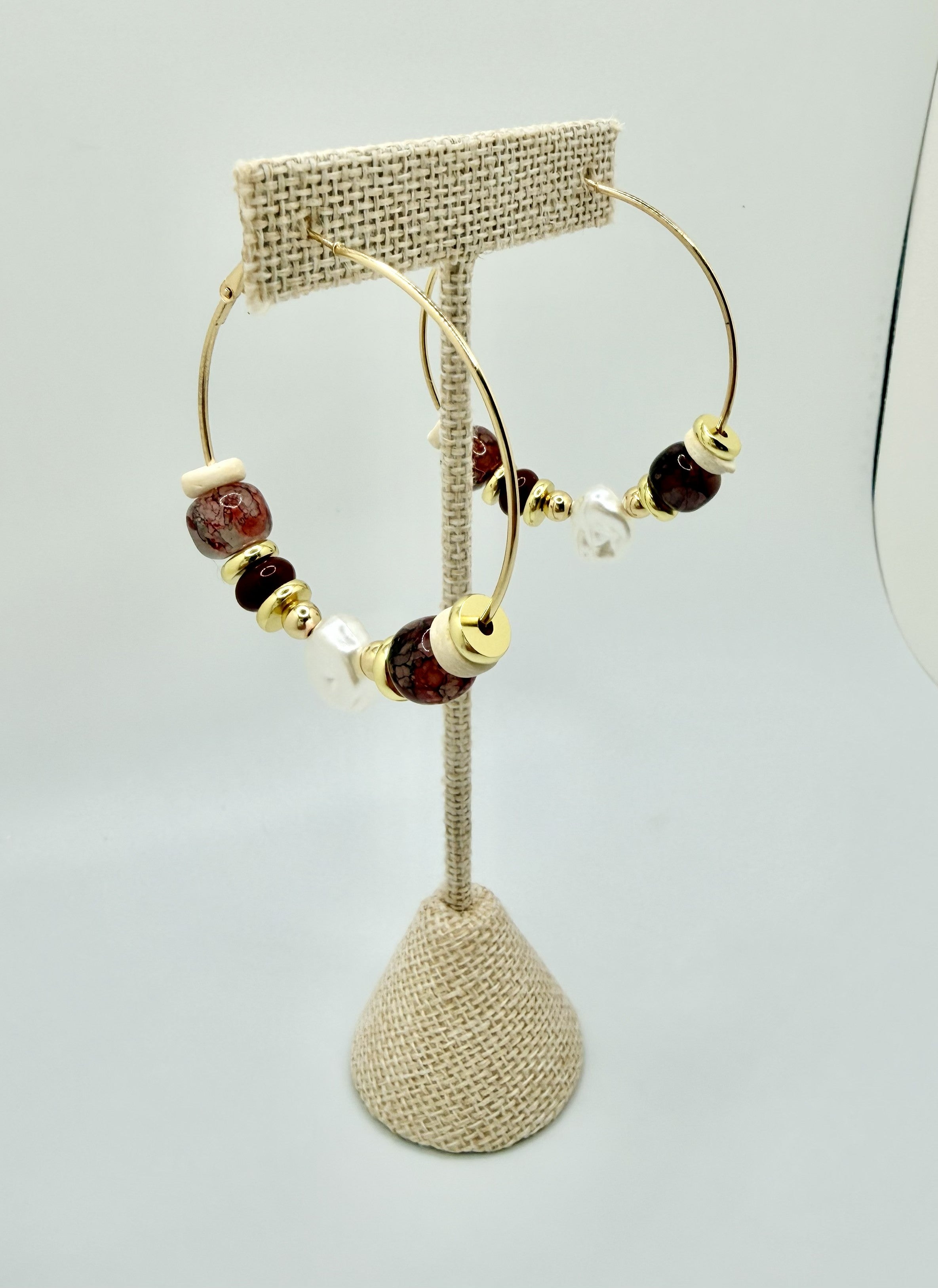 Bordeaux Pearl Hoop Earrings | A. Halliday & Co.
