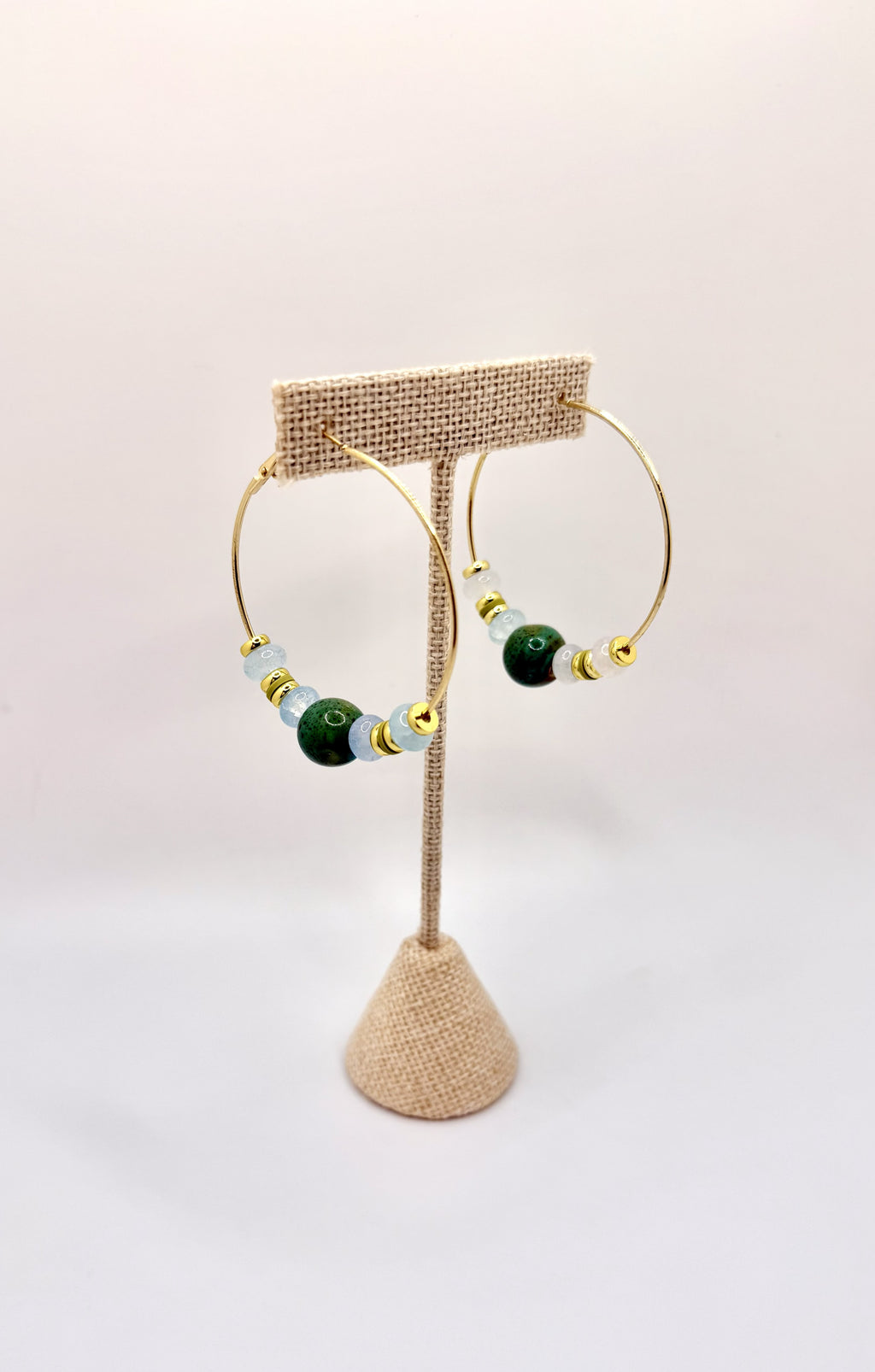 Verdant Tide Green & Blue Hoop Earrings | A. Halliday & Co.