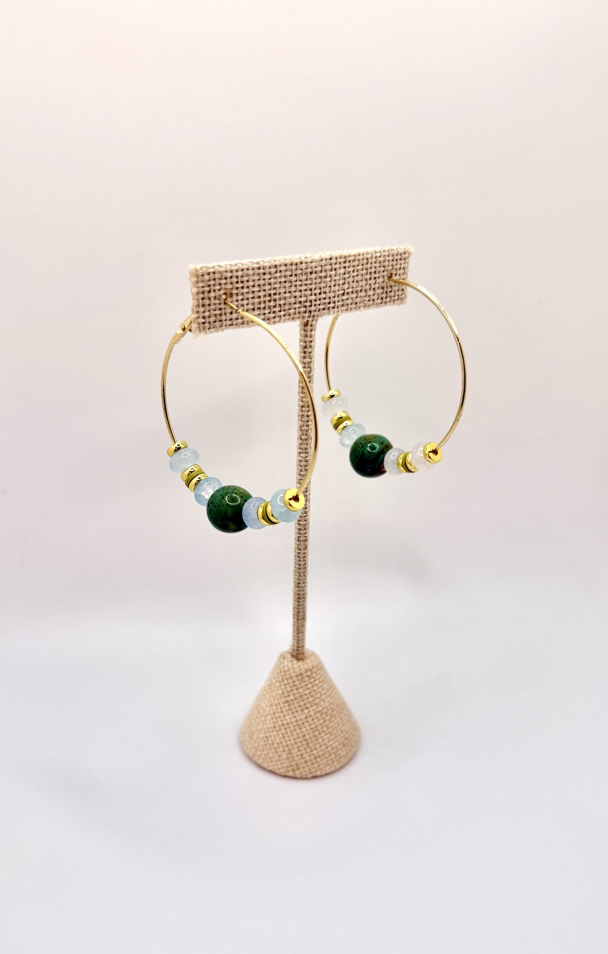 Verdant Tide Green & Blue Hoop Earrings | A. Halliday & Co.