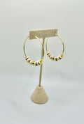 Bordeaux Sand Ivory & Gold Hoop Earrings | A. Halliday & Co.