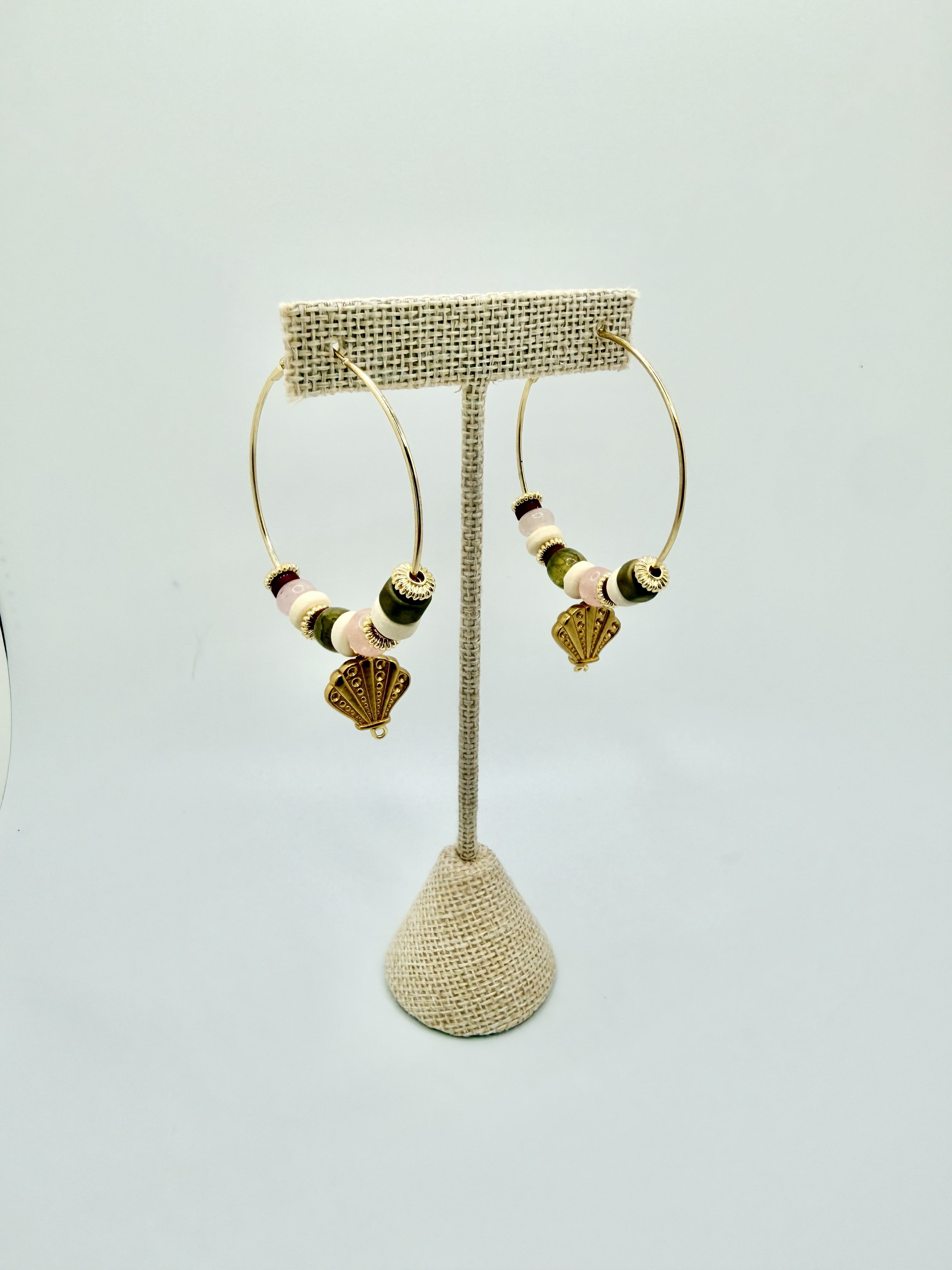 Bordeaux Cove Shell Hoop Earrings | A. Halliday & Co.