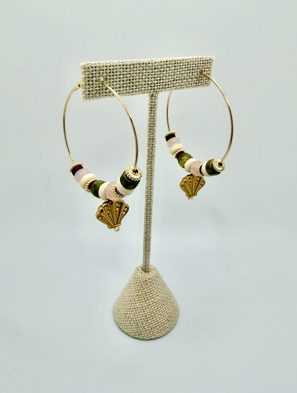 Bordeaux Cove Shell Hoop Earrings | A. Halliday & Co.