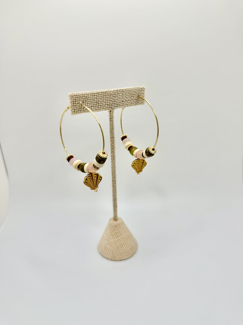 Bordeaux Cove Shell Hoop Earrings | A. Halliday & Co.