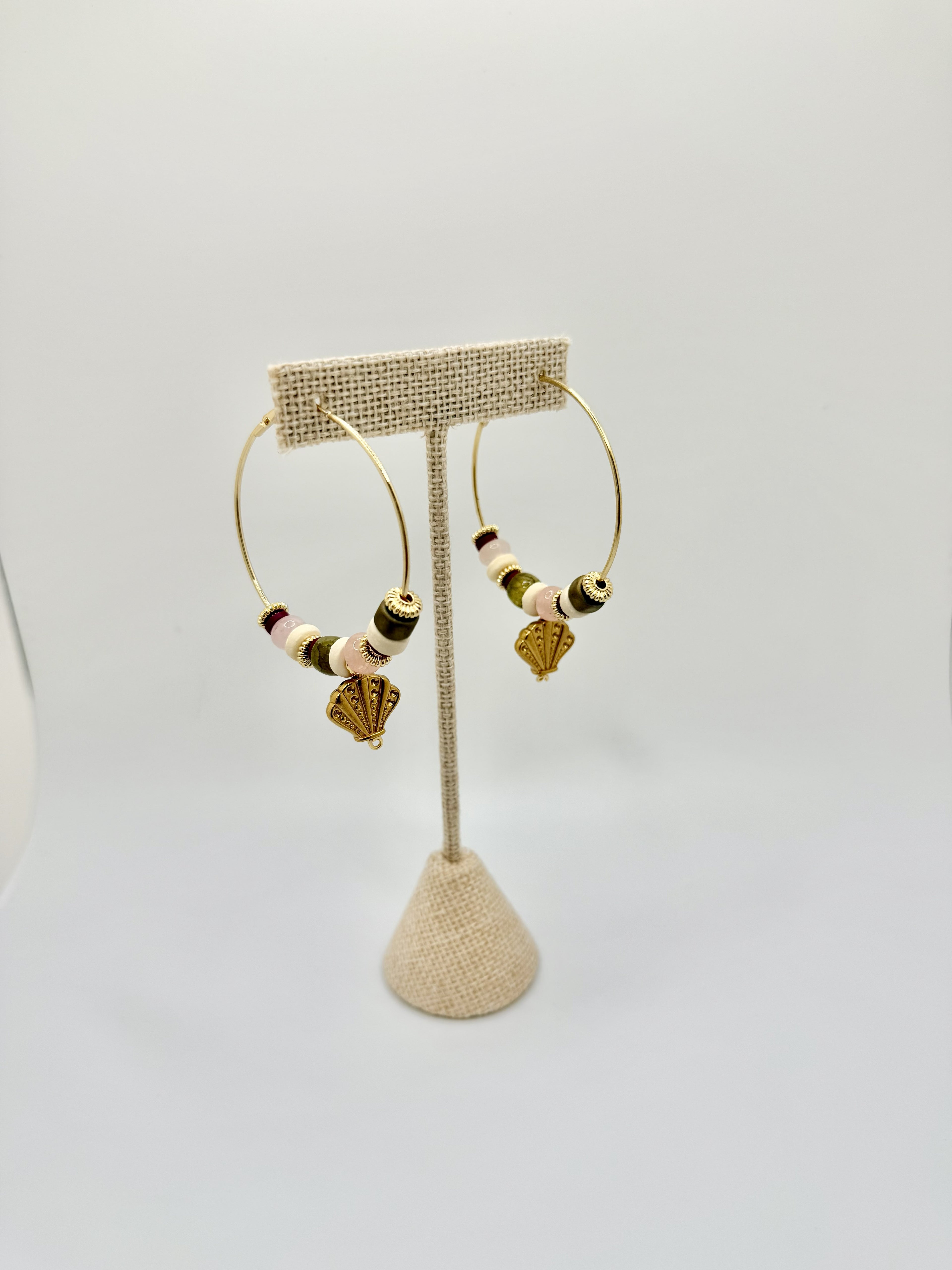 Bordeaux Cove Shell Hoop Earrings | A. Halliday & Co.