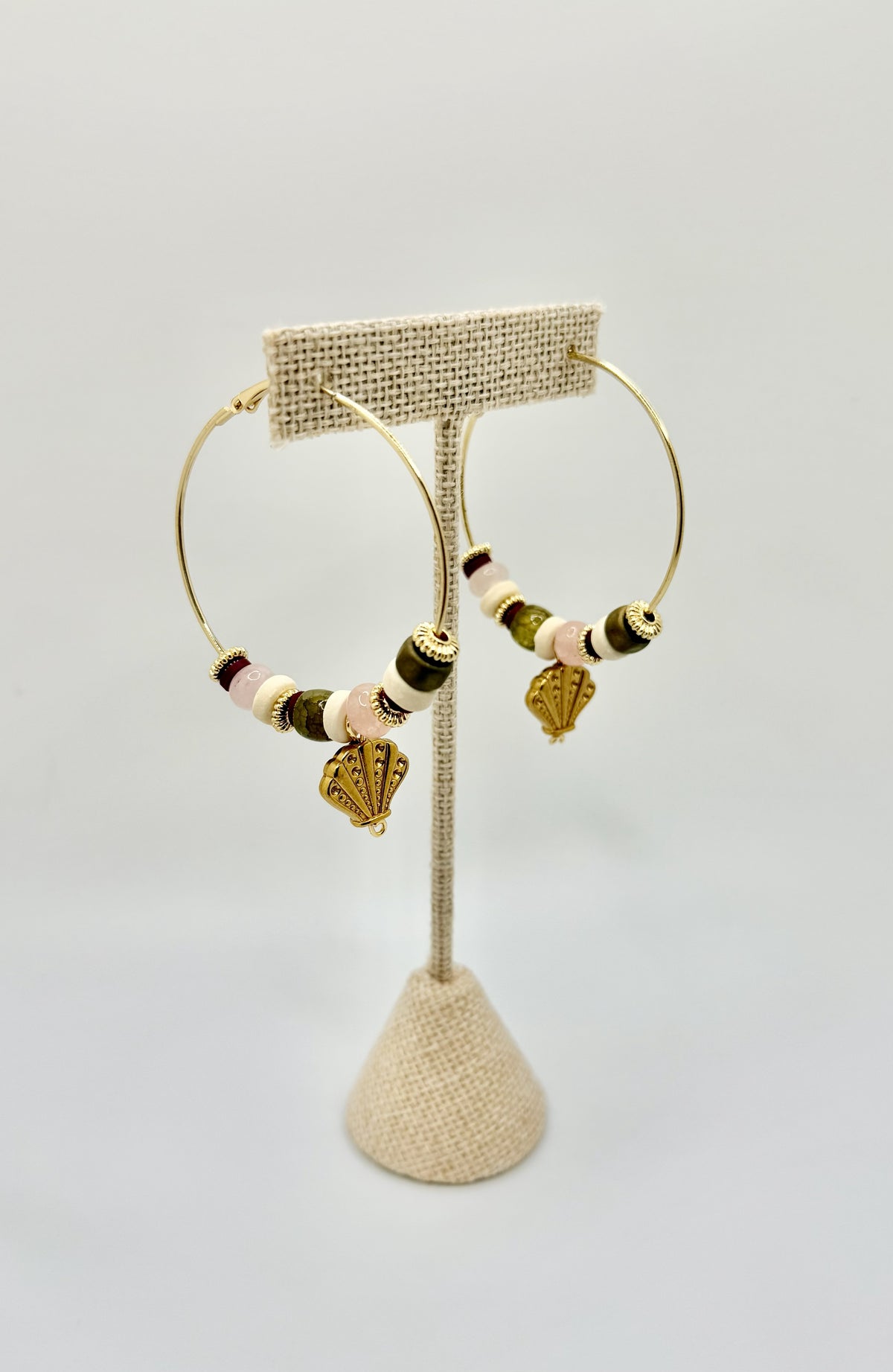 Bordeaux Cove Shell Hoop Earrings | A. Halliday & Co.