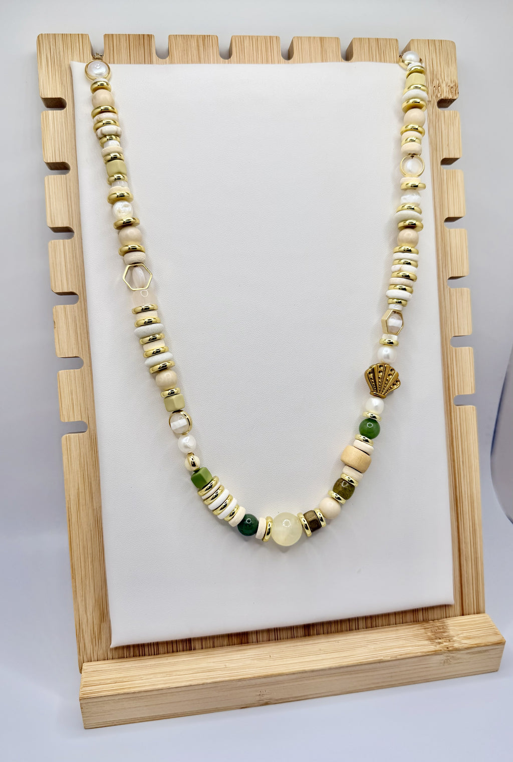 Seagrass & Shell Ivory Beaded Necklace | A. Halliday & Co.