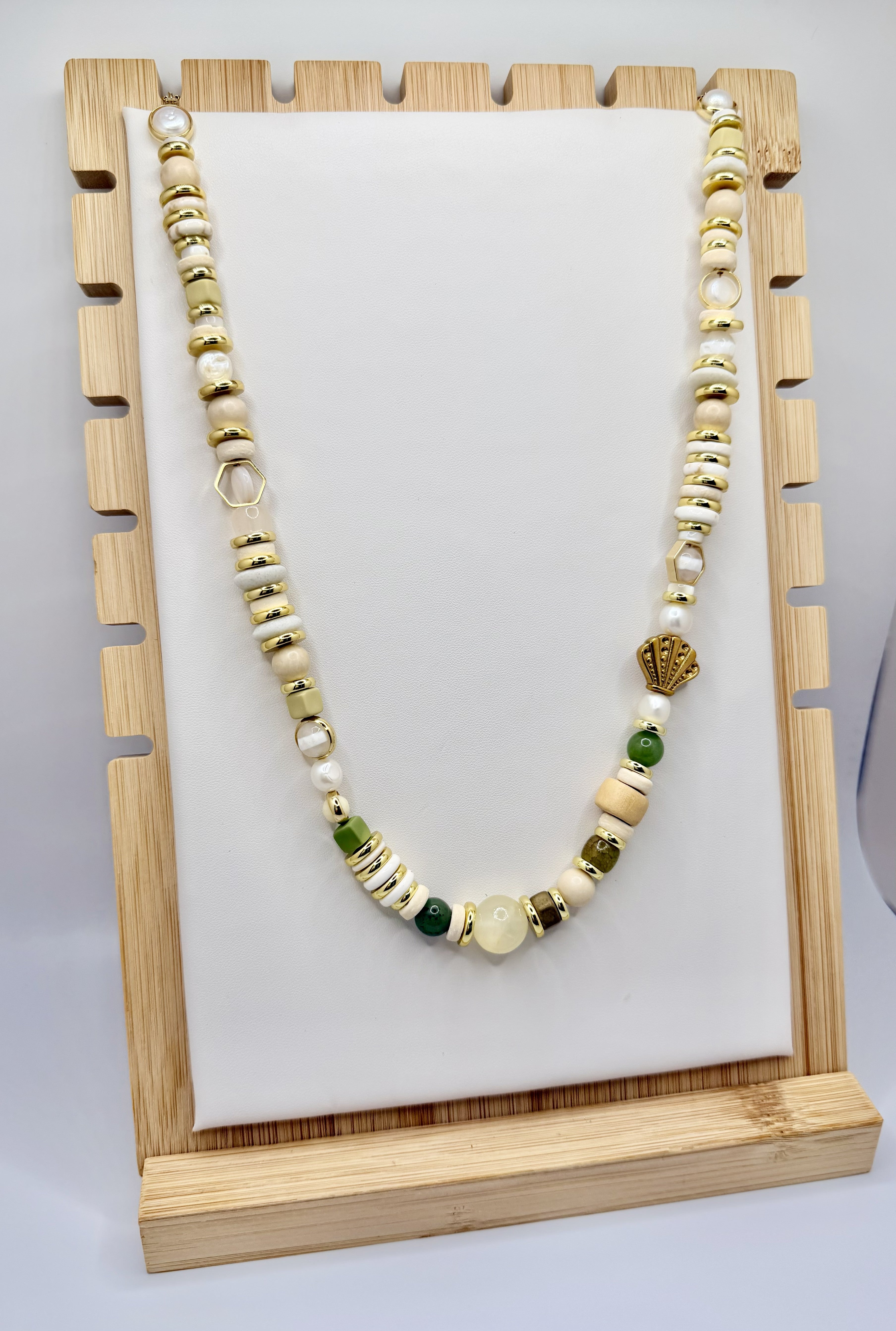 Seagrass & Shell Ivory Beaded Necklace | A. Halliday & Co.