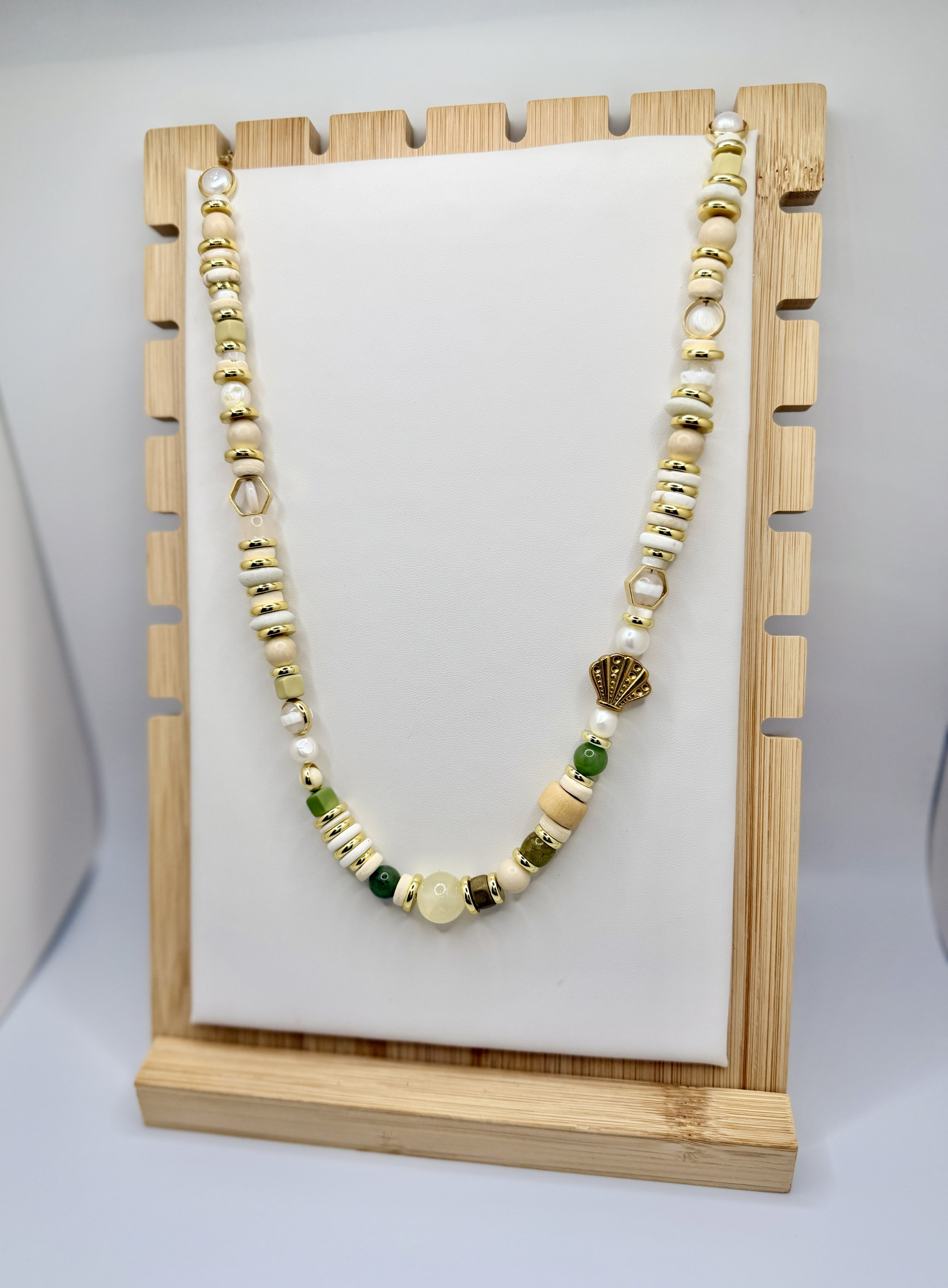 Seagrass & Shell Ivory Beaded Necklace | A. Halliday & Co.