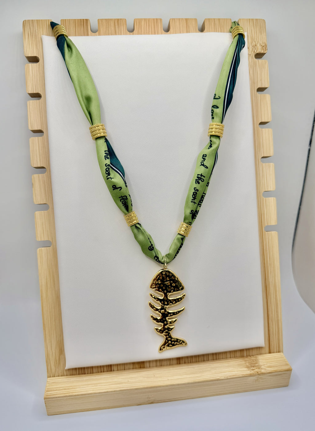 Verdant Tide Green Scarf Fish Necklace | A. Halliday & Co.
