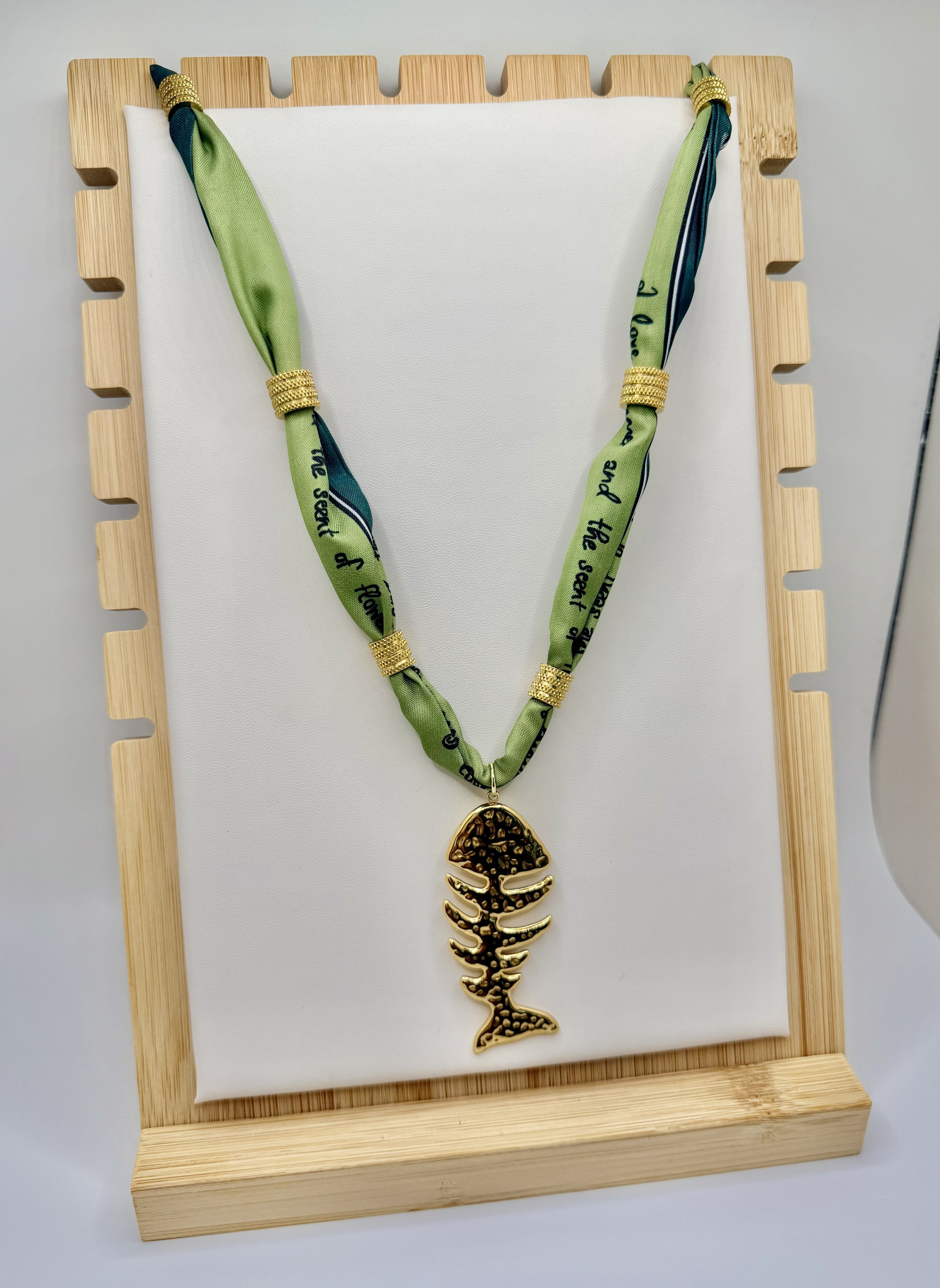 Verdant Tide Green Scarf Fish Necklace | A. Halliday & Co.