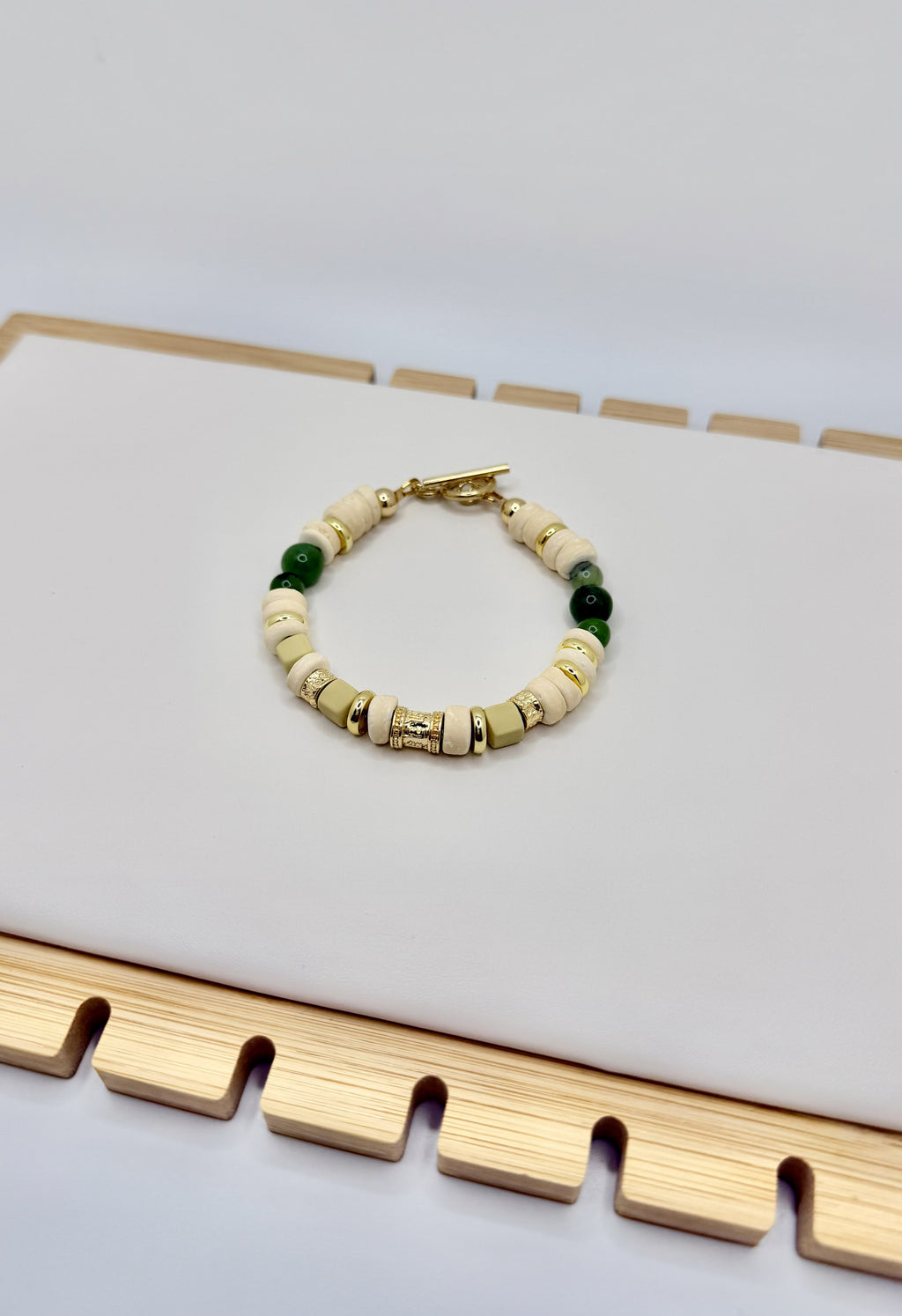 Dune Garden Ivory & Green Bracelet | A. Halliday & Co.