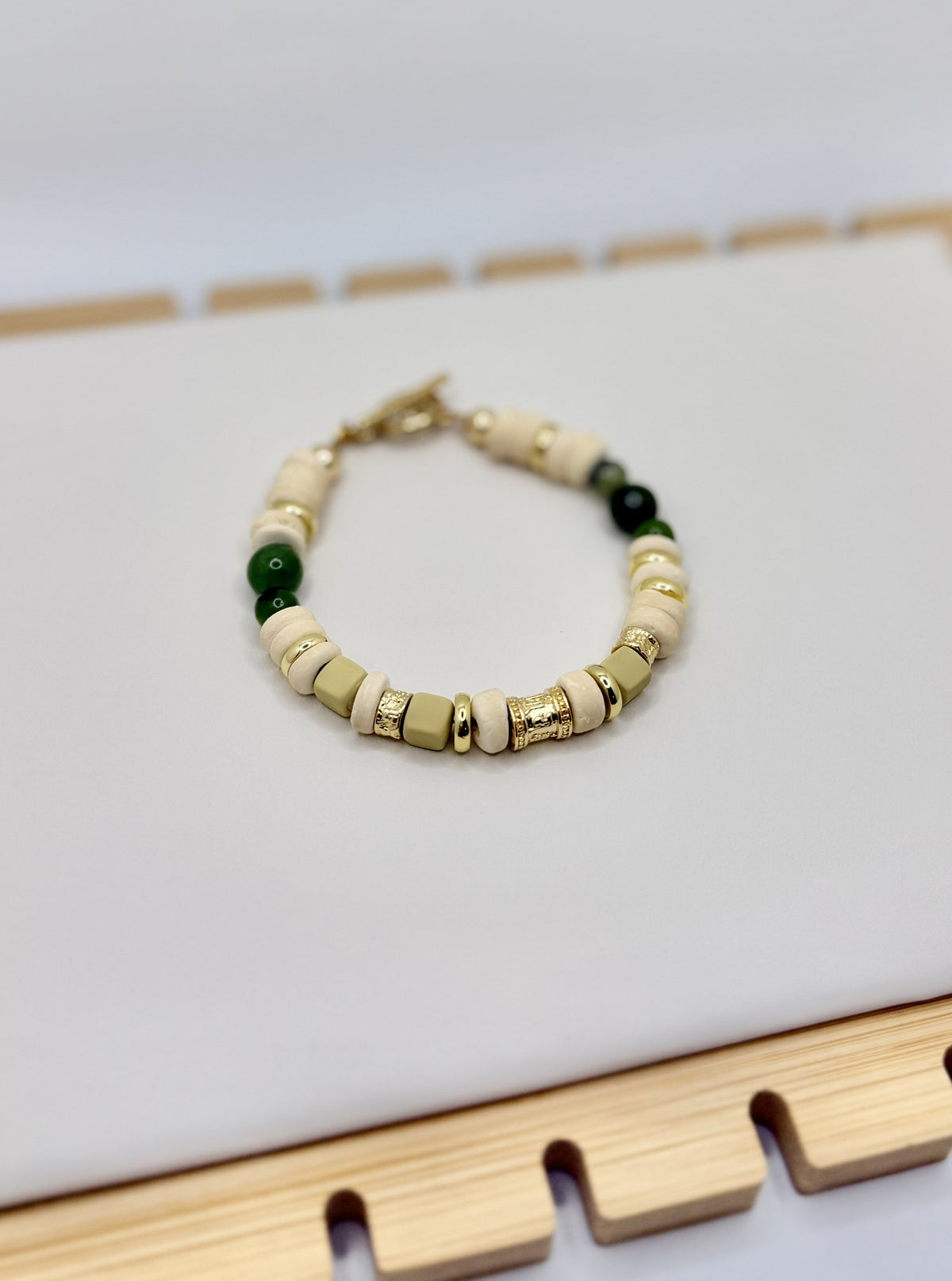 Dune Garden Ivory & Green Bracelet | A. Halliday & Co.