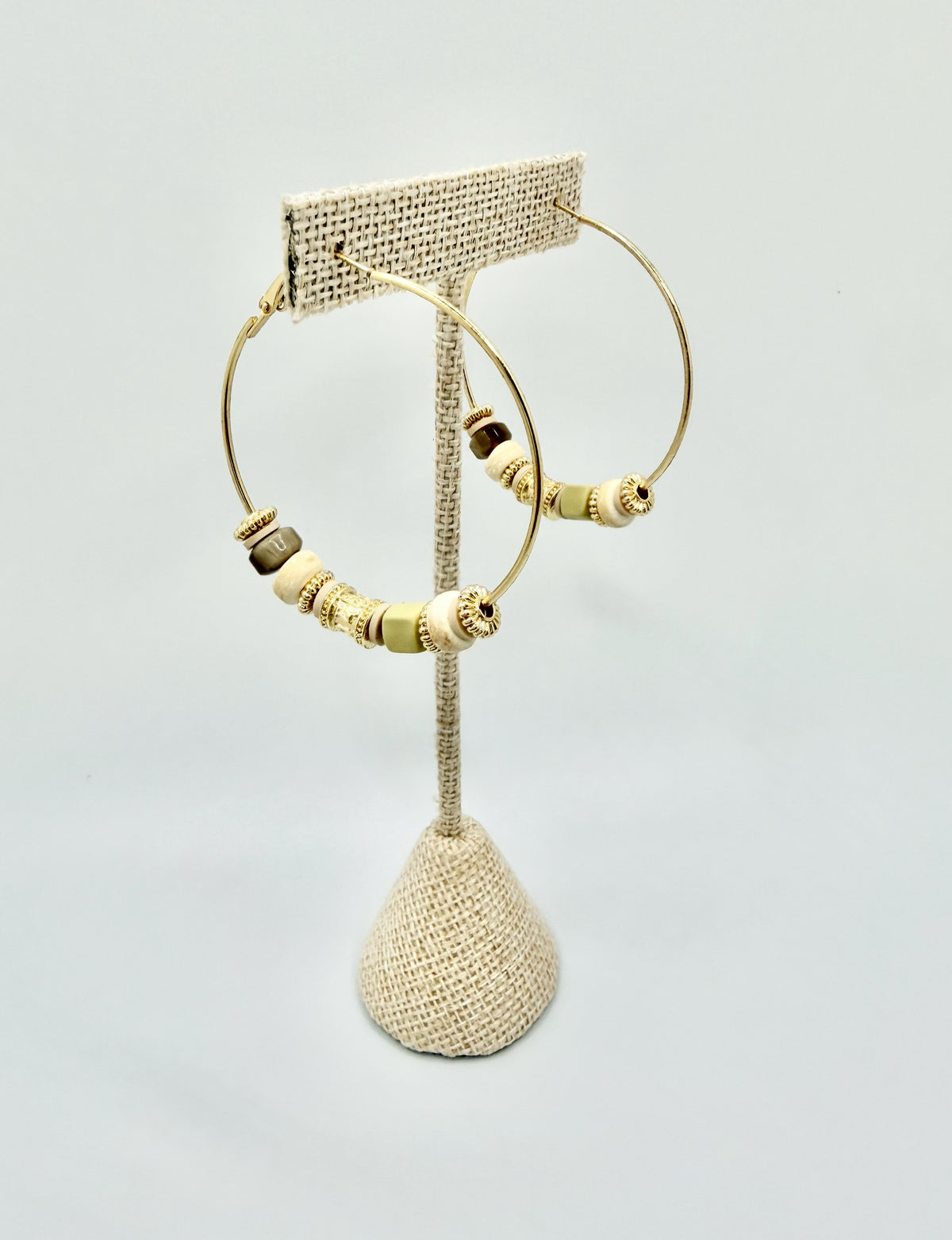 Seagrass Beaded Gold Hoop Earrings | A. Halliday & Co.