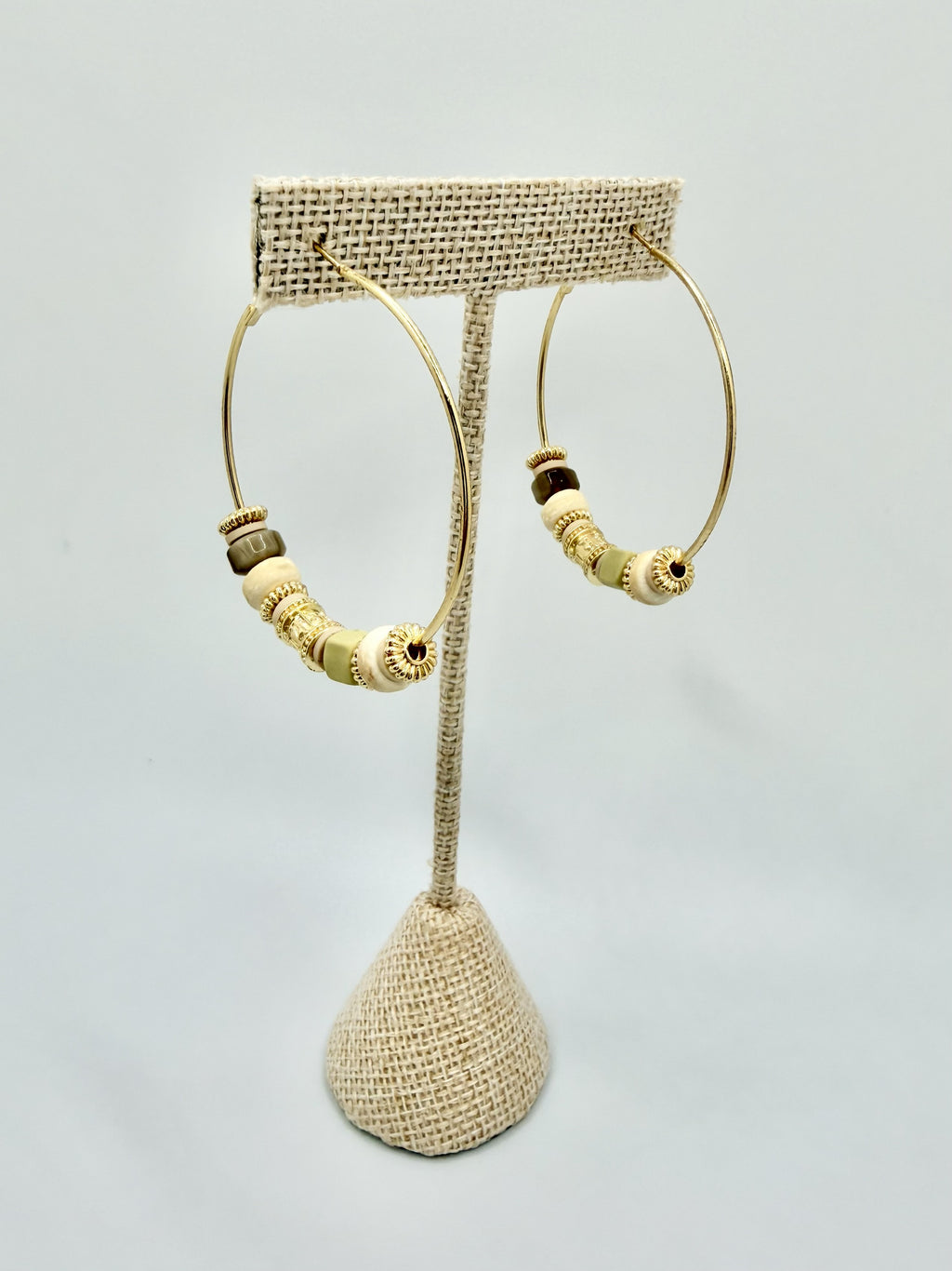 Seagrass Beaded Gold Hoop Earrings | A. Halliday & Co.