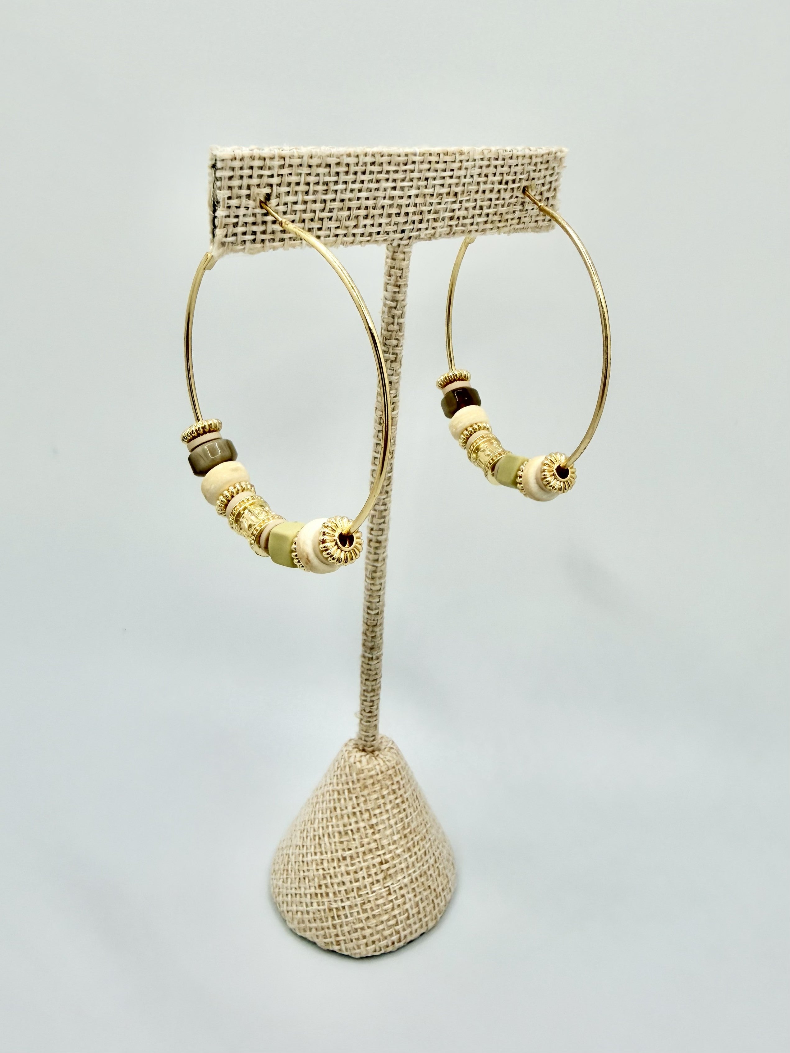 Seagrass Beaded Gold Hoop Earrings | A. Halliday & Co.