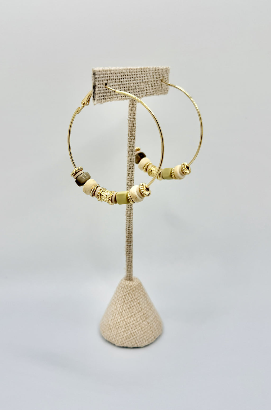 Seagrass Beaded Gold Hoop Earrings | A. Halliday & Co.