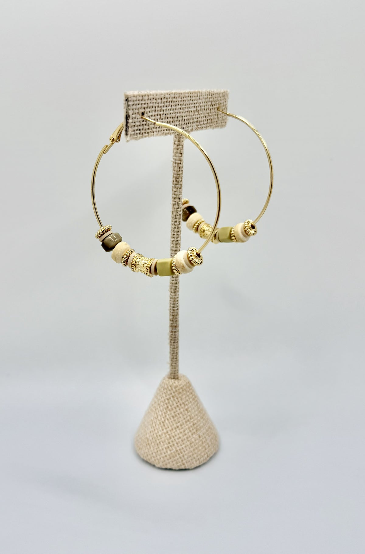 Seagrass Beaded Gold Hoop Earrings | A. Halliday & Co.
