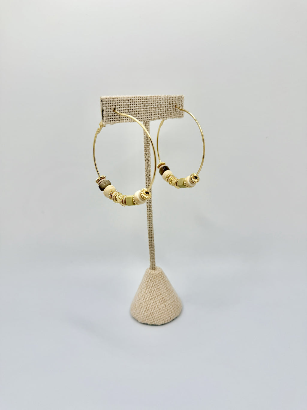 Seagrass Beaded Gold Hoop Earrings | A. Halliday & Co.