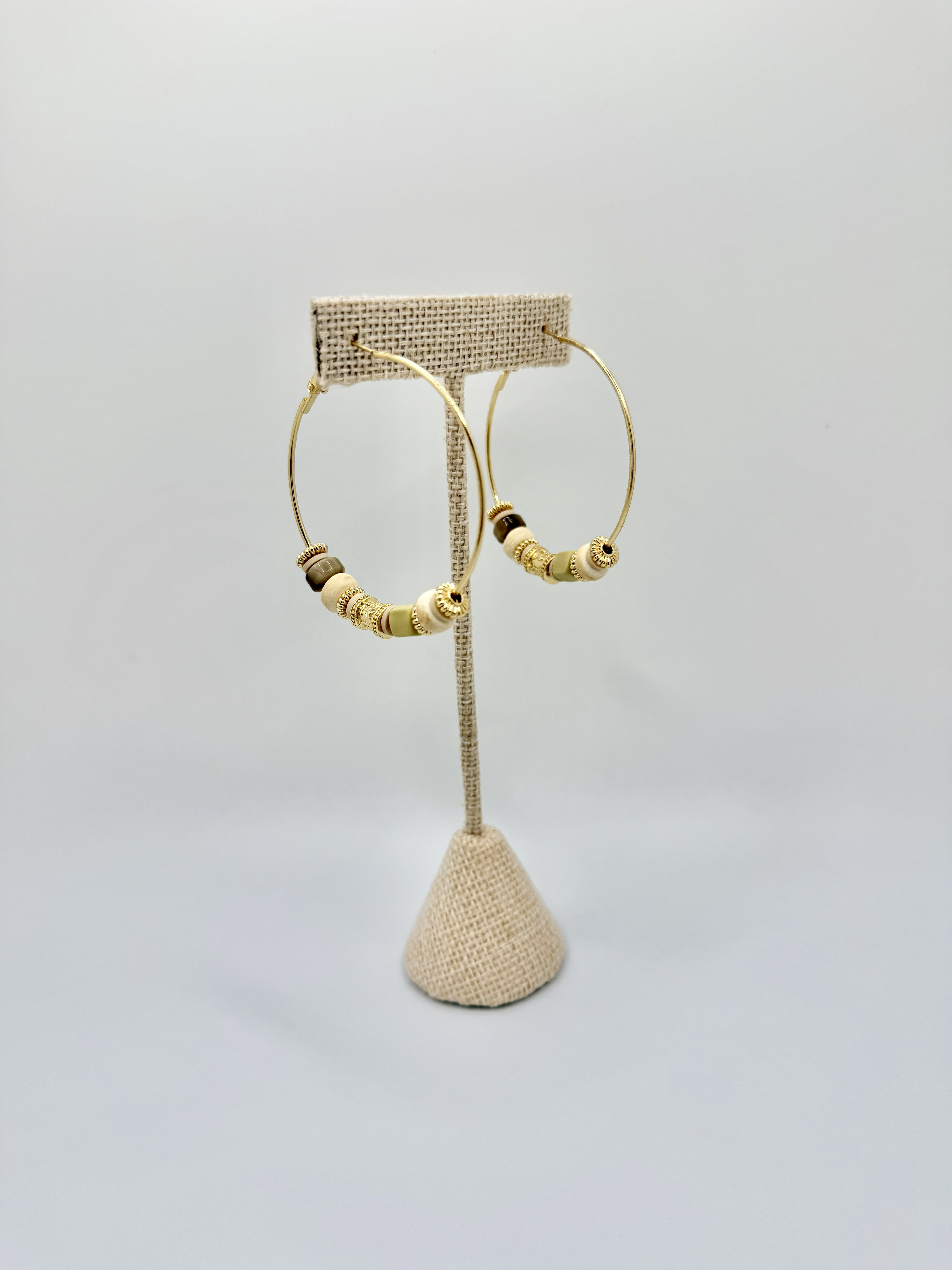 Seagrass Beaded Gold Hoop Earrings | A. Halliday & Co.