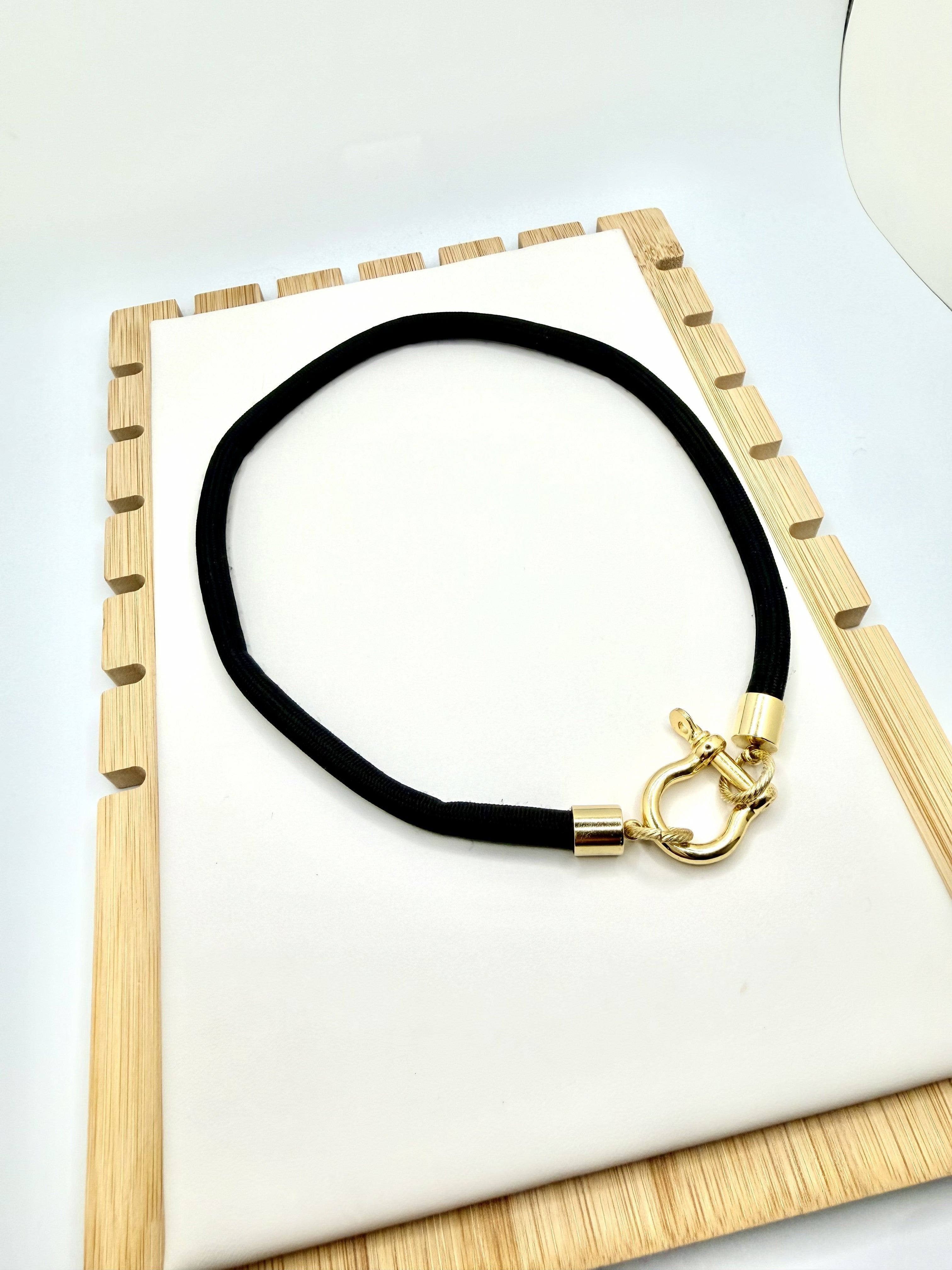 Carolina Harbor Black & Gold Cord Necklace | A. Halliday & Co.