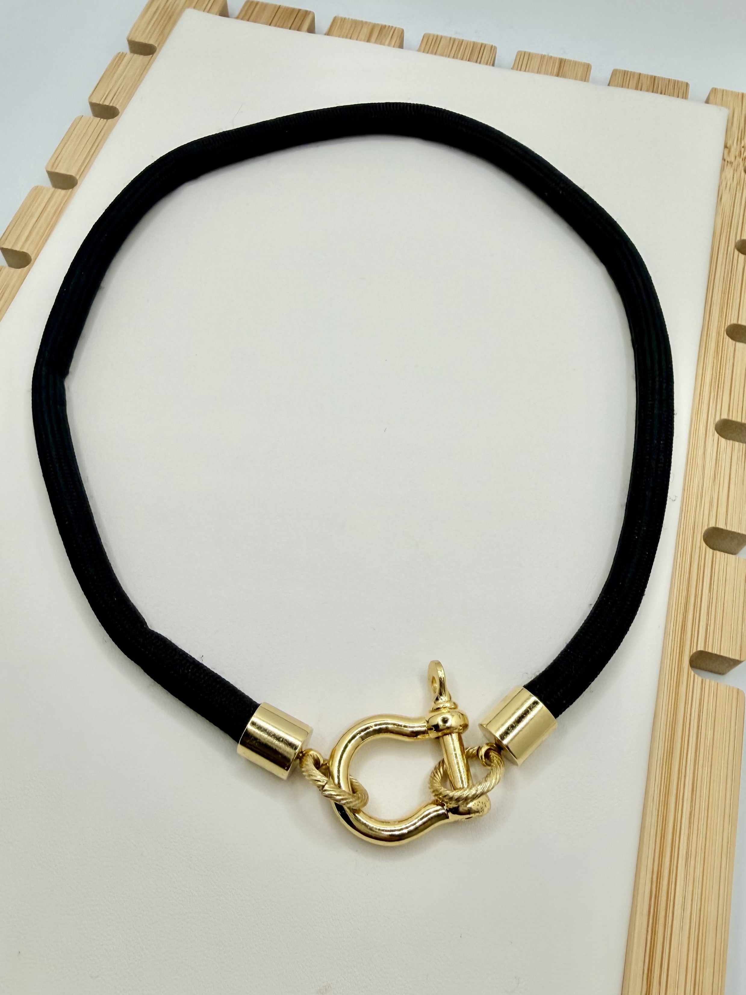Carolina Harbor Black & Gold Cord Necklace | A. Halliday & Co.