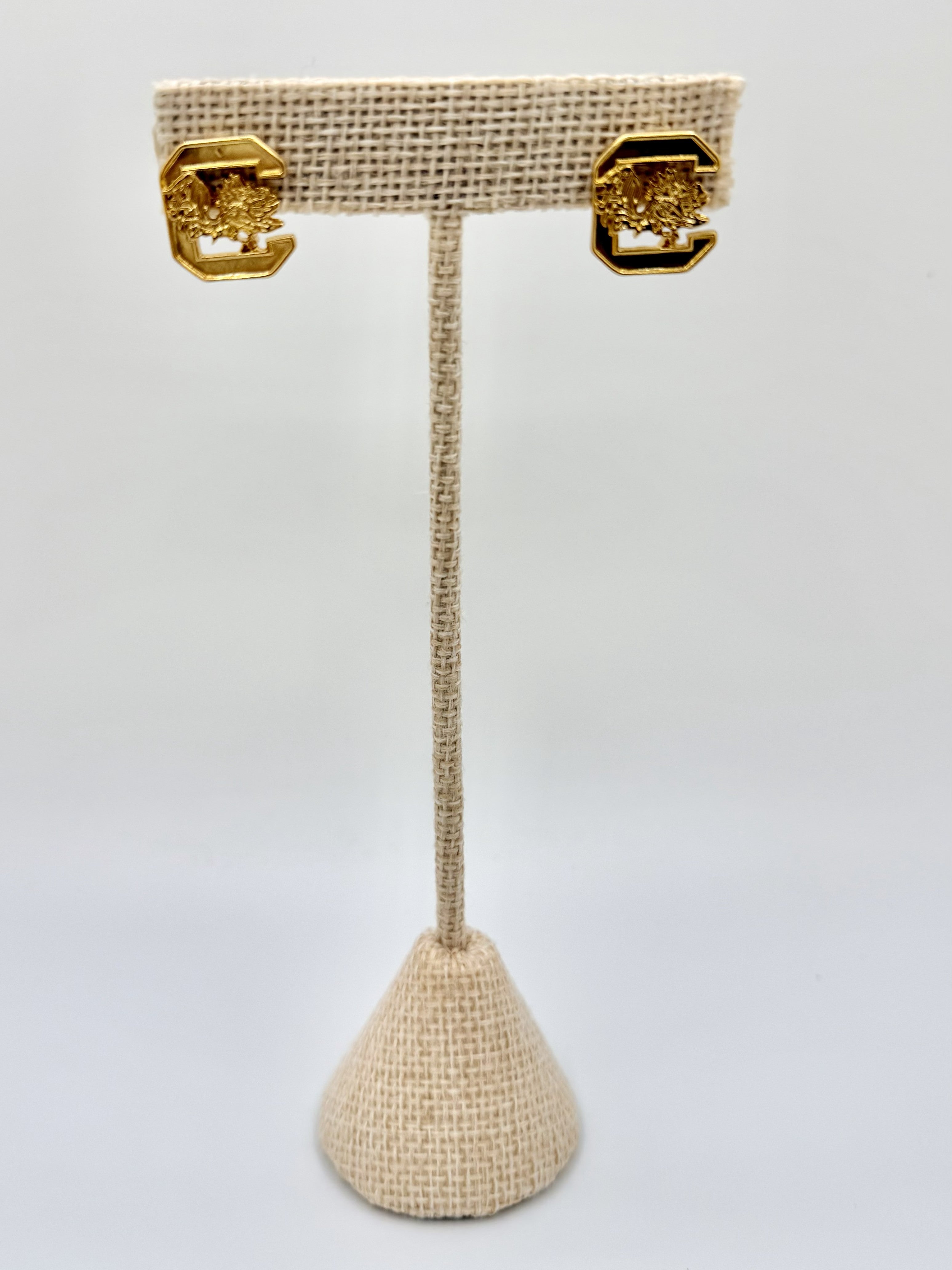 Carolina Gold Crest Gamecock Stud Earrings | A. Halliday & Co.