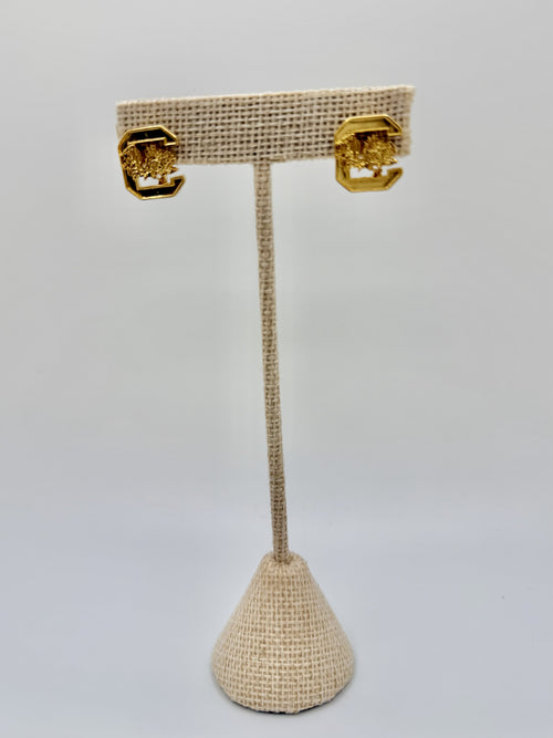 Carolina Gold Crest Gamecock Stud Earrings | A. Halliday & Co.