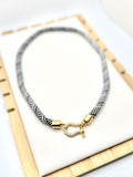 Cabana Link Black & White Fabric Necklace | A. Halliday & Co.