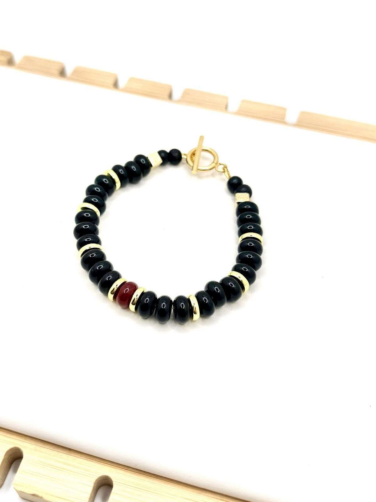 Garnet & Onyx Black Beaded Necklace | A. Halliday & Co.