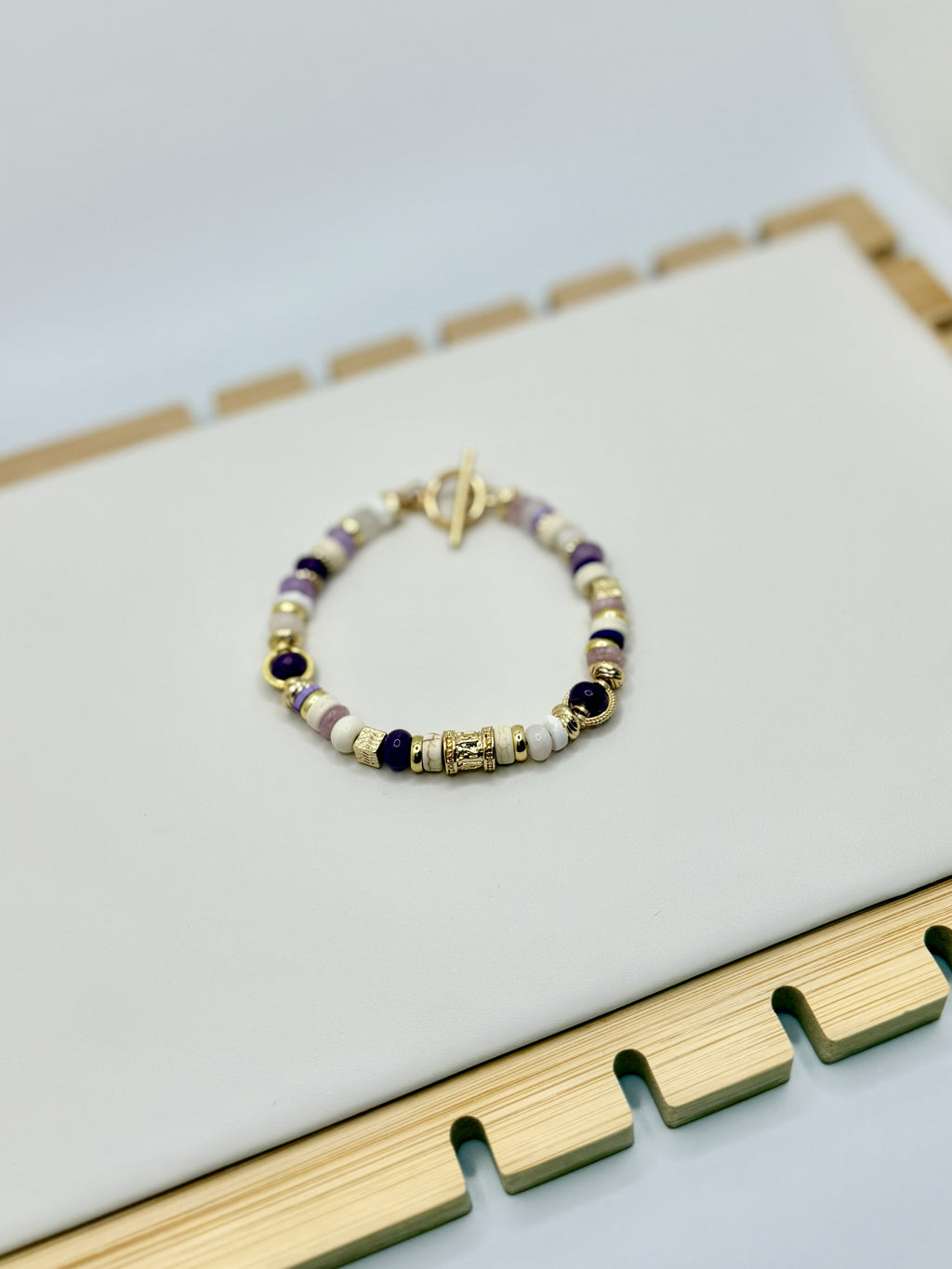 Tiger Luxe Purple & Gold Beaded Bracelet | A. Halliday & Co.