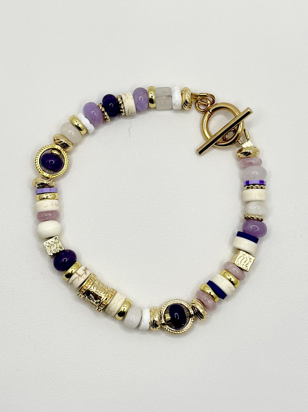 Tiger Luxe Purple & Gold Beaded Bracelet | A. Halliday & Co.