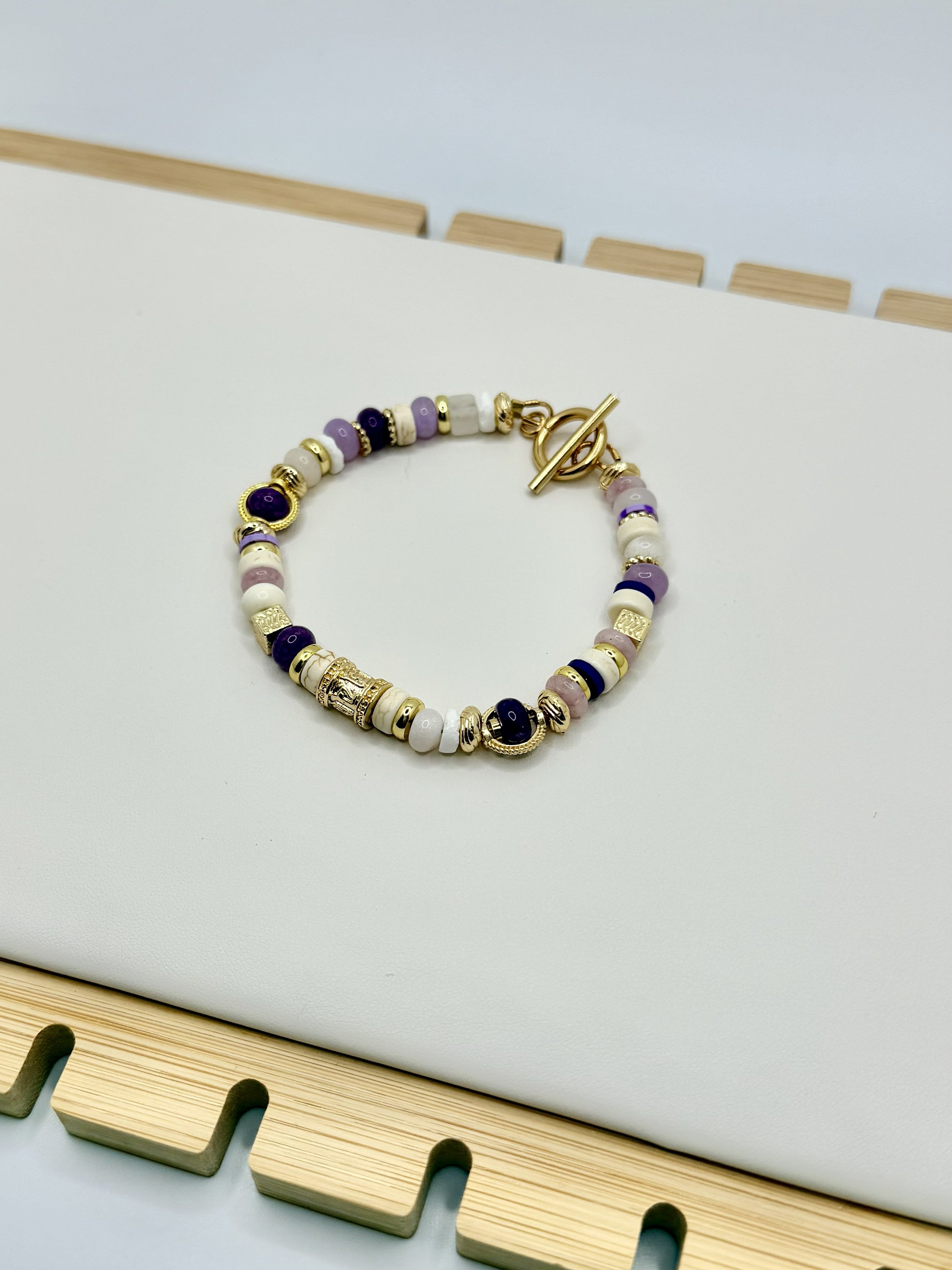 Tiger Luxe Purple & Gold Beaded Bracelet | A. Halliday & Co.