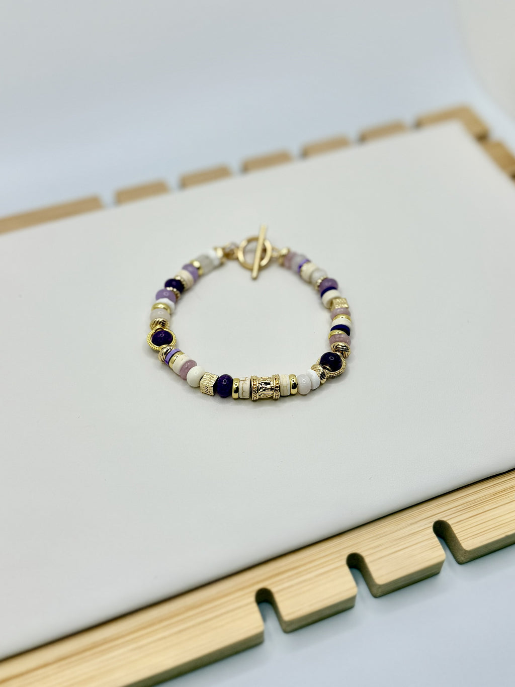 Tiger Luxe Purple & Gold Beaded Bracelet | A. Halliday & Co.