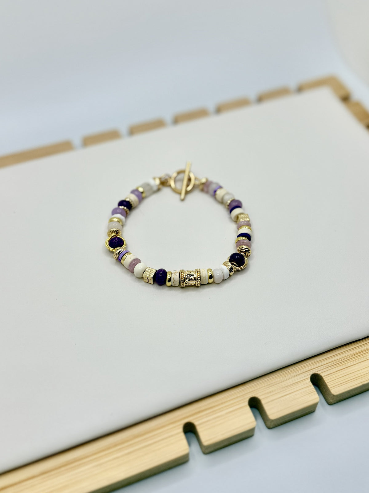 Tiger Luxe Purple & Gold Beaded Bracelet | A. Halliday & Co.