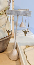Silver Sage Steer Hoops | Western Hoop Earrings