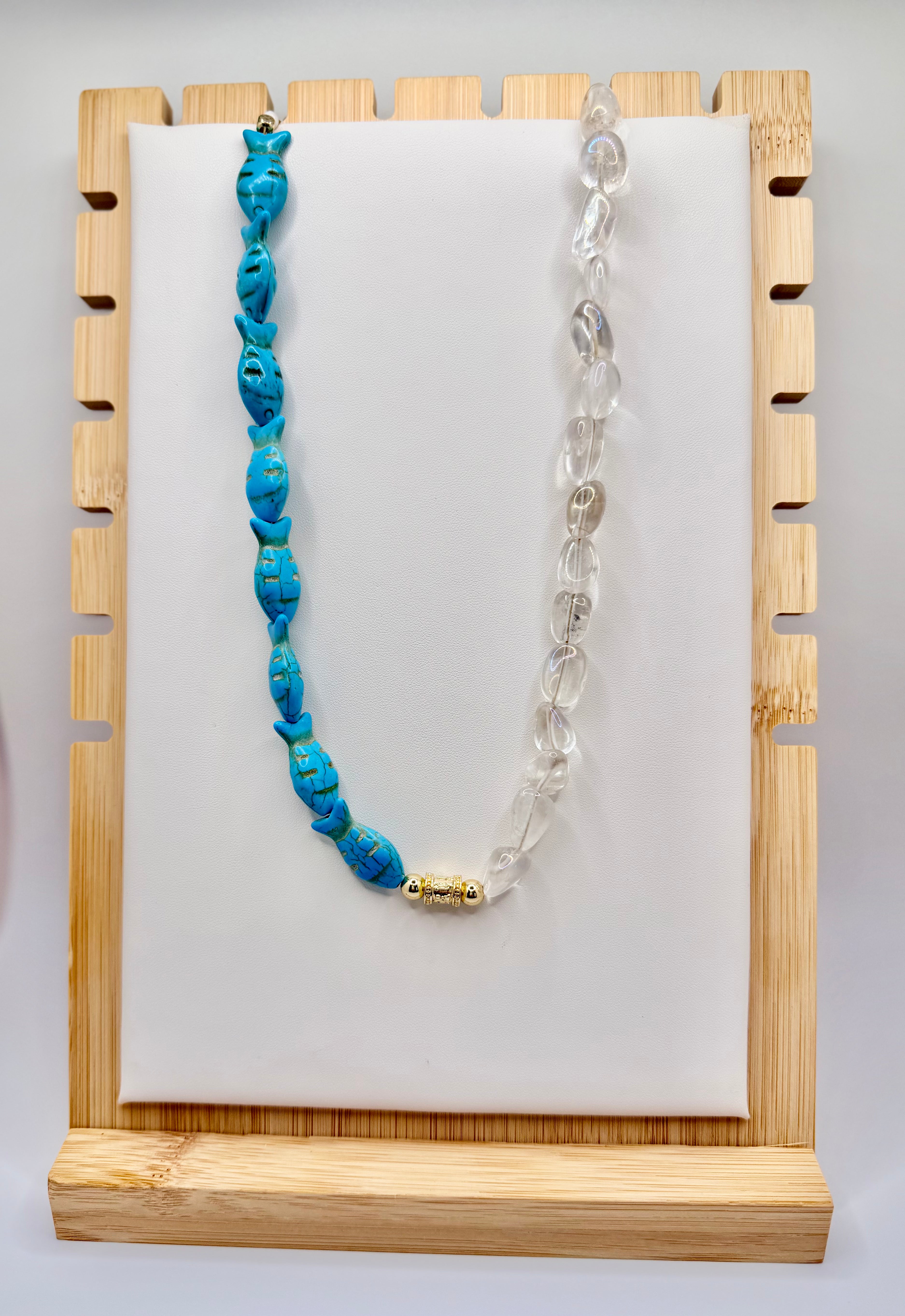 Turquoise Fish Coastal Statement Necklace | Handmade Beach Jewelry