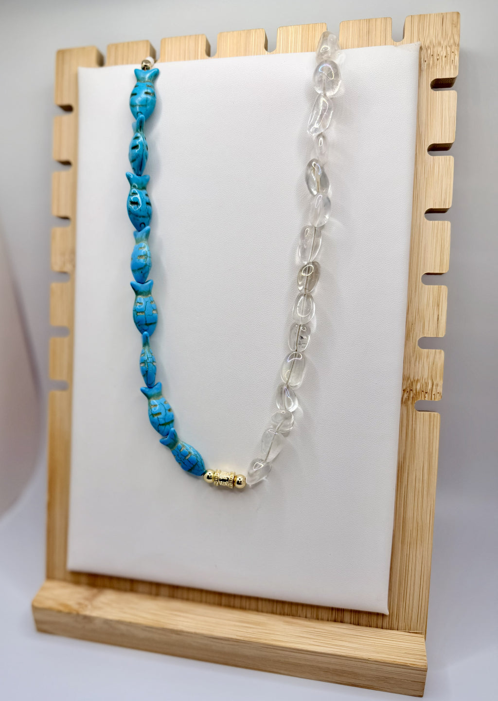 Turquoise Fish Coastal Statement Necklace | Handmade Beach Jewelry